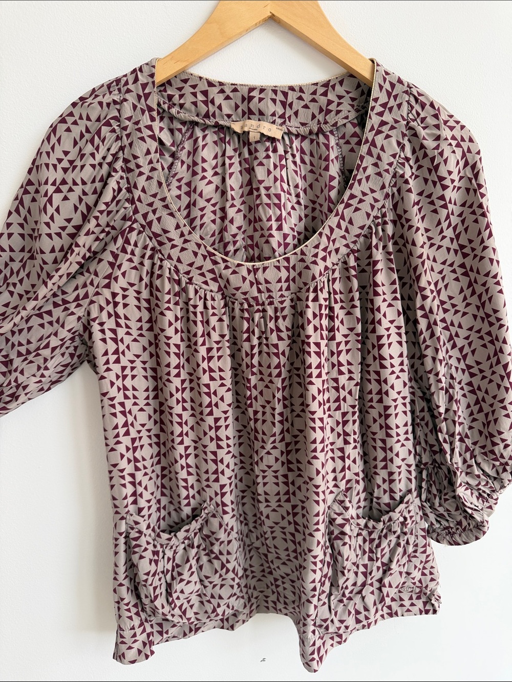 Sandro Scoop Neck Blouse in 100% silk